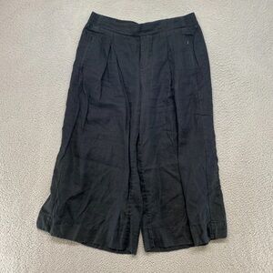 Athleta Black Playa Wide Leg Crop Linen Pants - size 14P